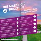 "DIE MARCO POLO BUCKETLIST: Das musst du in Valencia erlebt haben." Eine Liste von Aktivitäten wie Radfahren und Paella kochen.