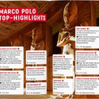 „MARCO POLO TOP-HIGHLIGHTS“ steht über einer Statue. Textboxen beschreiben Sehenswürdigkeiten in Ägypten, z.B. die Pyramiden.