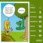 Comic: Eine Frau klagt einer Schlange, dass seit dem Apfelbiss kein Anruf, WhatsApp kam. Tage von Montag 8 bis Sonntag 14.