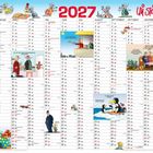 2027 Kalender. Humorvolle Cartoons mit Mäusen begleiten die Monate. Farbenfrohe Illustrationen von Uli Stein.