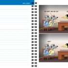 Januar-Woche 1-2028. Cartoon: Zwei Mäuse bei Partnerberatung. "Er hört mir nie zu!" - "Was?". 3 Montag, 4 Dienstag, 5 Mittwoch.