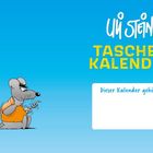 „Taschenkalender 2027“. Illustration: Maus in orange mit Brille vor blauem Hintergrund. Textfeld: „Dieser Kalender gehört“.