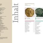 Links: Verlagsinformationen. Rechts: Inhaltsverzeichnis mit drei Abschnitten und runden Bildern zu historischen Themen.