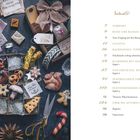 Inhalt: Vorwort, Rund ums Backen, Zutaten. Links Kekse, Bänder, Weihnachtsschmuck, Schere.