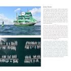 Text oben: "Kieler Woche". Darunter ein Foto eines grünen Segelschiffs auf dem Meer. Darunter Luftbild von Yachten im Hafen.