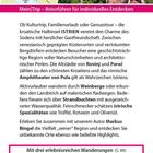 "Mein|Trip – Reiseführer für individuelles Entdecken" beschreibt Istriens Charme und Sehenswürdigkeiten wie Rovinj und Pula. Oben links Karte, rechts Foto einer Stadt.