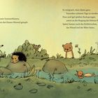 Ein Hase, Igel und Wildschwein sprechen über Freundschaft im Wald. Illustrationen zeigen die Tiere in mehreren Szenen.