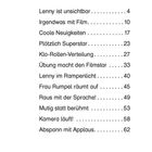 Inhaltsverzeichnis: Lenny ist unsichtbar 4, Coole Neuigkeiten 17, Übung macht den Filmstar 33, Kamera läuft! 58.