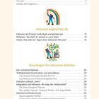 Inhaltsverzeichnis mit Themen wie "Inklusion beginnt bei dir" und "Grundlagen für inklusives Arbeiten". Enthält Illustrationen.