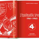 Comictext links: „HEY, JOHNNY... LOOK!! IN THE SKY!“. Rechts: „Fantastic Four 1961-1963“. Illustration mit zwei Personen.