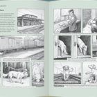**Lampo auf Reisen**

Eine Illustration von Szenen eines Hundes auf einem Bahnhof und in einem Zug. Verschiedene Situationen, wo der Hund Lampo interagiert.