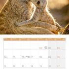 Kalender für Januar 2027 mit Erdmännchen. Daten und Feiertage in Deutsch und Englisch.