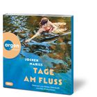 „argon hörbuch, Jochen Mariss, Tage am Fluss“, Illustration: Eine Frau schwimmt im Fluss.