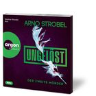 „Dietmar Wunder liest“, „Arno Strobel“, „UNGELÖST“, „Der zweite Mörder“, „argon hörbuch“ Logo, grüne Federn auf dunklem Hintergrund.