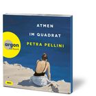 "Atmen im Quadrat, Petra Pellini, argon hörbuch" steht auf einem Hörbuch-Cover. Eine Person sitzt am Strand.