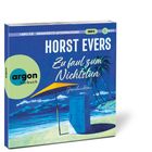 „HORST EVERS, Zu faul zum Nichtstun, Geschichten“ steht groß auf einem Hörbuchcover mit Palmen und Strandmotiv.