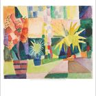 Text: Januar January. Zahlen 1 bis 31 in einer Reihe.  
Illustration: Bunte geometrische Formen, lebendige Pflanzenmotive.