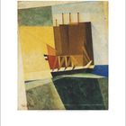 Gemälde: "Segelschiff auf stürmischer See" von Lyonel Feininger, zeigt abstrakte Segelschiff-Darstellung. Darunter Kalender für Januar.