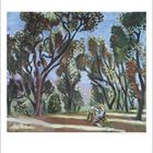 Oben: "Henri Matisse (1869–1954) Maisen im grünen Wald (entnommenes Bild)". Unten: Kalendarium. Illustrative Malerei von Bäumen.