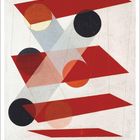 Januar. Kalendertage von 1 bis 31. Abstrakte Illustration: rote und schwarze Kreise, transparente Formen, Geometrie.