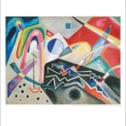 Nummer 1 unten; Daten von 1 bis 31; oben expressionistisches Gemälde mit lebendigen abstrakten Formen und Farben.