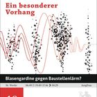 Ein besonderer Vorhang. Blasengardine gegen Baustellenlärm? 10. Freitag September. Rote Wellenlinien und schwarze Punkte.