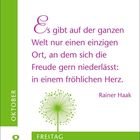 "Es gibt auf der ganzen Welt nur einen... in einem fröhlichen Herz." Links: Oktober, 8, Freitag. Grüne Pusteblume-Illustration.