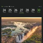 Kalender mit Daten vom 24. bis 30. Mai. Bild: Luftaufnahme der Victoriafälle und umliegende Natur, Sambesi, Simbabwe.