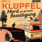 „VOLKER KLÜPFEL Mord ist die beste Beseitigung.“ Illustration: Mann rennt auf Straße, Wohnmobil, Blutspur, Eimer.