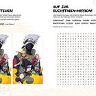 Ein neues Ninja-Abenteuer! Finde die 7 Unterschiede. Auf zur Buchstaben-Mission! Wörter zum Finden: Kampfkunst, Jonin, Sharingan.