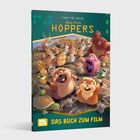 "Das Buch zum Film" unter "Hoppers" von Disney Pixar. Illustration mit fröhlichen Tieren auf einem großen Haufen.