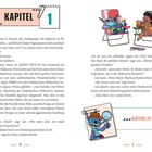 Das Kapitel trägt den Titel "KAPITEL 1". Lilo und Stitch sitzen auf Strandstühlen. Stich hält ein Buch hoch.