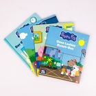 Bücher mit Peppa Pig-Themen: "Der Geburtstag", "Ein Ausflug" und "Oma Lockes Kunst-Bus". Illustrationen von Figuren.
