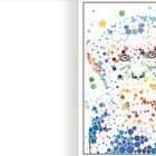 Zahlen in Kreisen zeigen ein Ausmalbild eines Affen. Kreise in verschiedenen Farben formen das Gesicht.