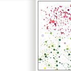 Zahlen in Kreisen auf weißem Hintergrund; Punkte in Rosa, Grün. Eine Rose aus Kreisen; Malen-nach-Zahlen-Stil.