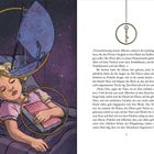 Seite 7. Text über ein Kind, das beim Lesen einschläft. Links daneben eine Illustration mit Kind und Buch.