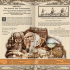 KAPITEL I: Die Arbeit des Zauberers. Eine Illustration zeigt einen älteren Mann mit Eule, Schädeln und alchemistischen Objekten.