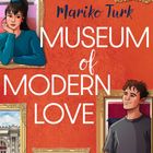 „Mariko Turk, Museum of Modern Love“. Illustrationen: Frau, Mann, klassische Gemälde in goldenen Rahmen.