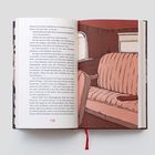 Seite 118: Text über eine Verfolgung und Fahrt zum Hotel Klosmer. Rechts Illustration eines Autoinnenraums mit Rückbank.