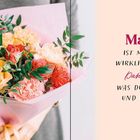 Text: "Mamasein ist manchmal ein wirklich harter Job! Danke für alles, was du für mich tust und für mich bist." 
Ein bunter Blumenstrauß.