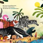 Herr Frosch ist heute Bademeister [...] und alle Tiere gehen hin. Illustration mit vielen Tieren, darunter Zebra, Tiger, Flamingo.
