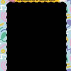 Platz für kreatives Kratzeln. Buntes Design mit niedlichen Hippo- und Panda-Illustrationen oben.