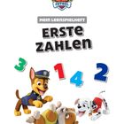 "Mein Lernspielheft: Erste Zahlen." Über den bunten, spielenden Welpen ist ein Logo.