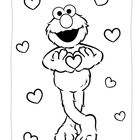 Ein fröhliches cartoonhaftes Wesen umgeben von Herzen, hält selbst ein Herz in den Armen.