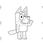 Illustration eines fröhlichen Hundes, der winkt, umgeben von sternförmigen Symbolen.