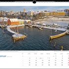 Januar. Meersburg - winterliche Stille im Hafen der BSB und auf dem Staatsweingut. Kalender mit Schneelandschaft.