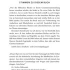 III

STIMMEN ZU DIESEM BUCH

Zitate von Judith Klein und Dr. Walter Hilbrands zur Tiefe und Struktur des Buches über die Bibel.