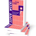 "SUPER WEEK! Line Tiller. Wie du die ungeahnte Kraft deines Zyklus nutzen kannst." Bücherstapel, minimalistisch gestaltet.