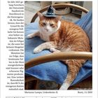 Schlauer Fakt: Der Garfield-Code. Im Jahr 2025 gelang Forschern ein Durchbruch in der Katzengenetik. Datum: 18. Januar 2027. Rusty trägt ein Hütchen.