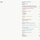 Inhaltsverzeichnis mit Textüberschriften, Seitenzahlen und Autorenangaben in verschiedenen Farben für Struktur.